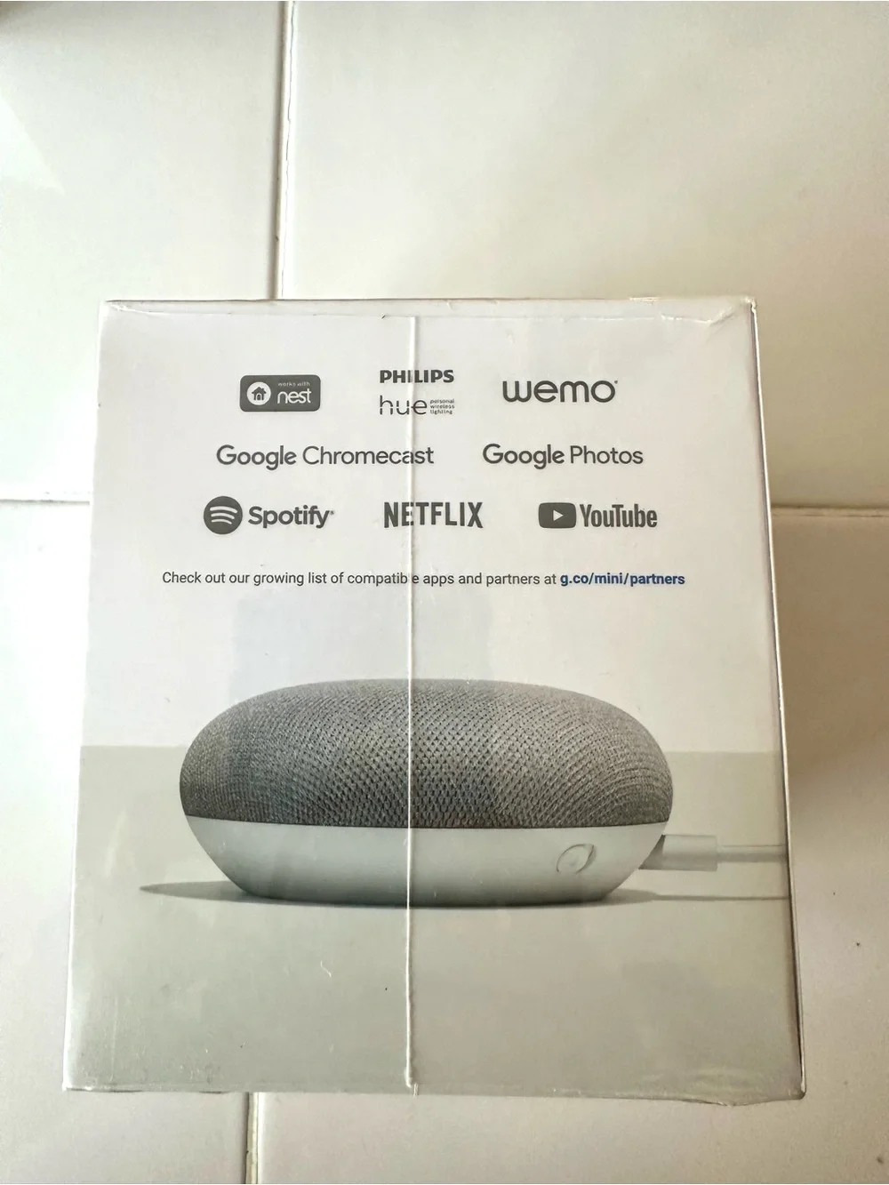NWT Google Home Mini 1st Gen Smart Speaker Chalk Factory Sealed